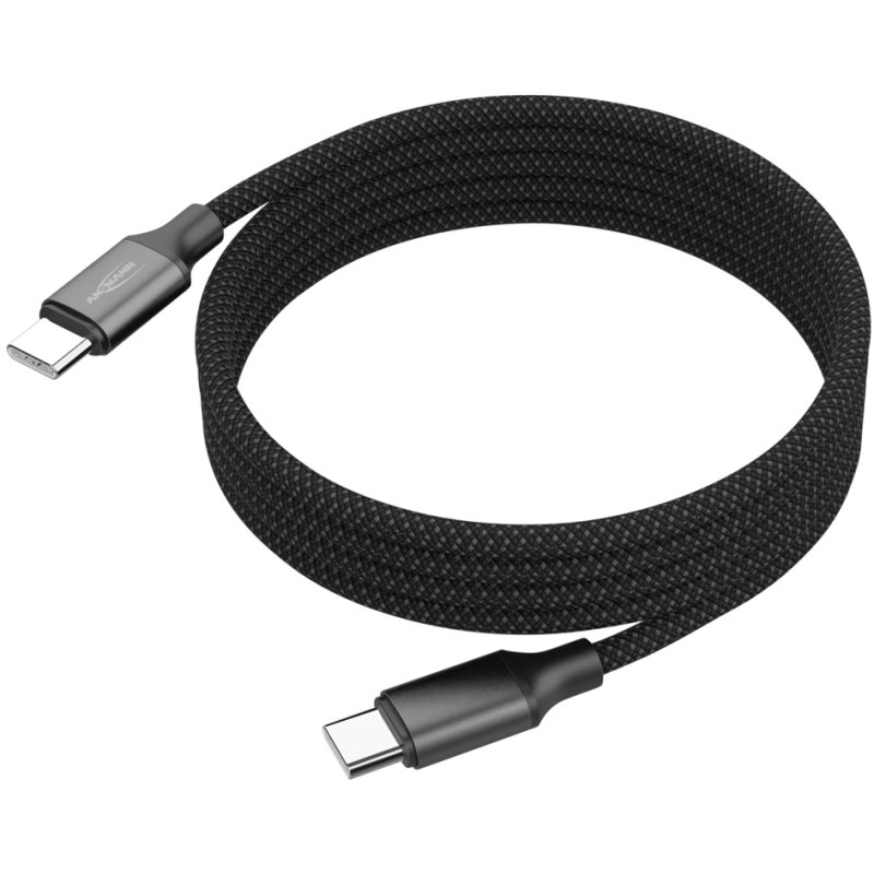 ANSMANN magnetische data- & laadkabel, USB-C naar USB-C, zwart, 1,2 m