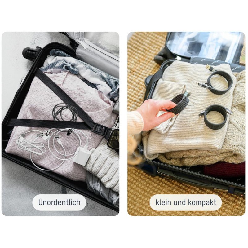 ANSMANN magnetische data- & laadkabel, USB-C naar USB-C, zwart, 1,2 m