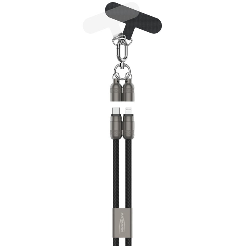ANSMANN Smartphone Lanyard Kabel, USB-C naar Lightning, blauw