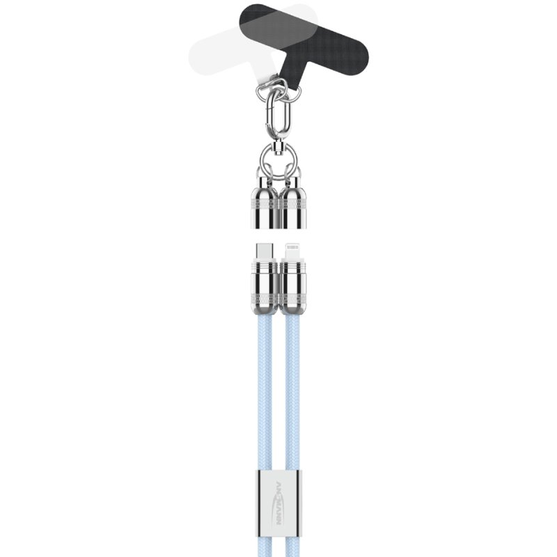 ANSMANN Smartphone Lanyard Kabel, USB-C naar Lightning, blauw