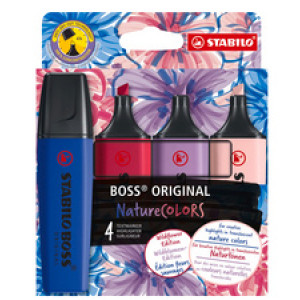 STABILO Markeerstift BOSS ORIGINAL NatureCOLORS, etui met 4 stuks