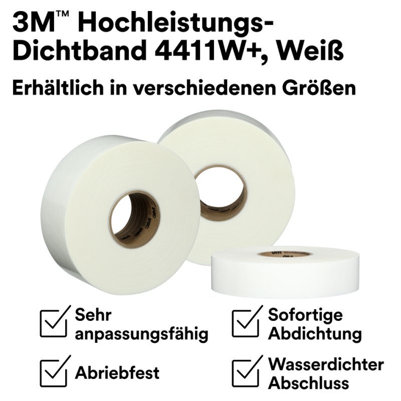 3M dichtingsband 4411W+, acryl met TPO-drager, 50 mm x 33 m, wit