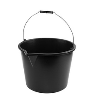 Bradas bouweimer 12L, rond met inhoudschaal, zwart