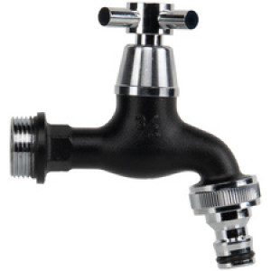Bradas waterkraan 3/4, verchroomd messing, matzwart finish