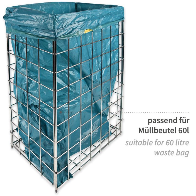 Afvalbak - Draadgestell - Edelstaal - 60 Liter