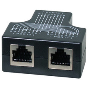 LogiLink Professional RJ45 T-adapter, 1x naar 2x RJ45, geschirmd, zwart