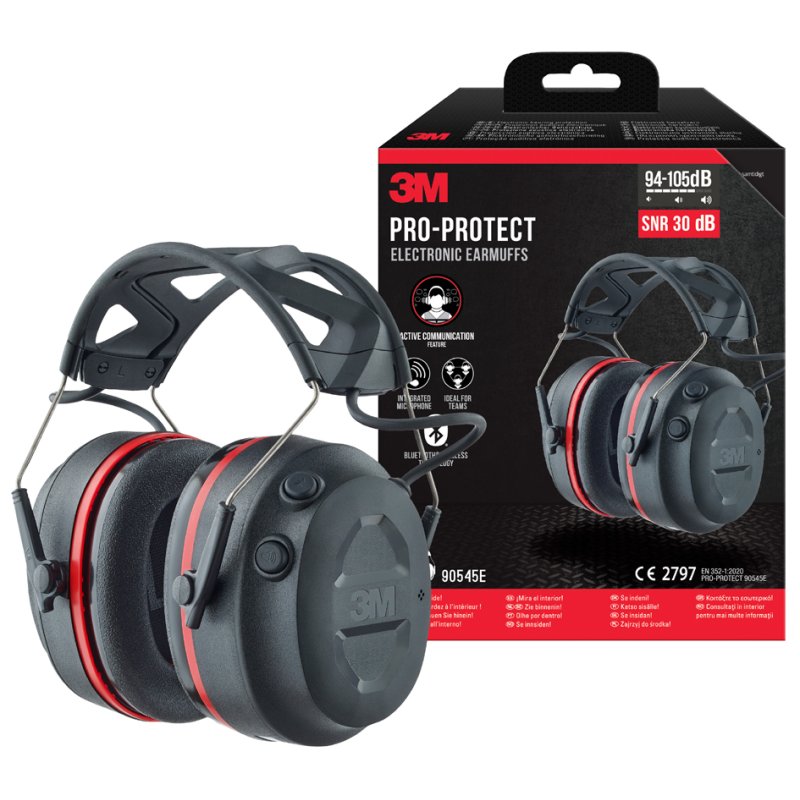 3M Pro-Protect kapselgehoorbescherming, met Bluetooth, SNR 30 dB, zwart/rood
