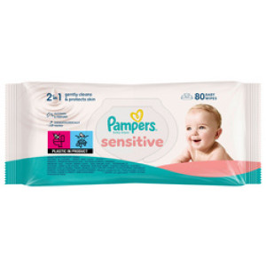 Pampers vochtige doekjes sensitive, travelpack, 80 stuks