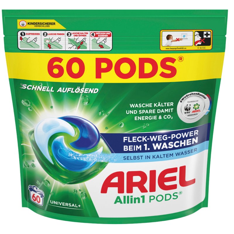 ARIEL All-in-1 Pods wasmiddel, Universal+, 60 stuks