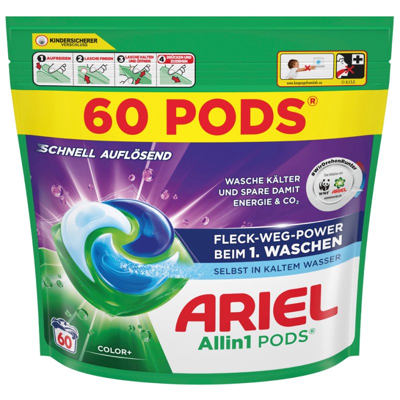 ARIEL All-in-1 Pods Color+, wasmiddel, 60 stuks