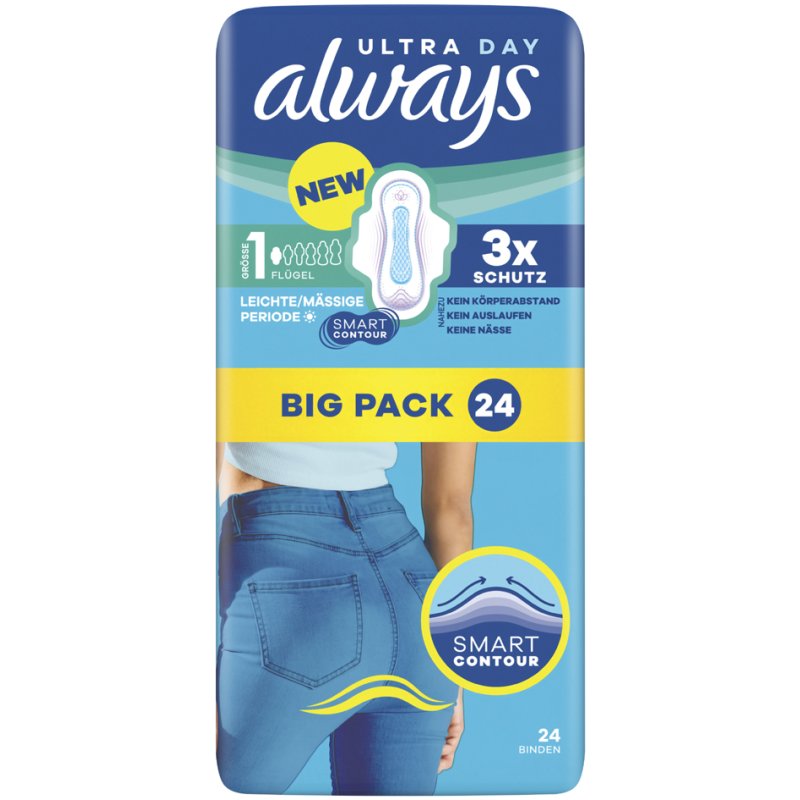 always Ultra maandverband Normal, maat 1 met vleugels, 24 stuks