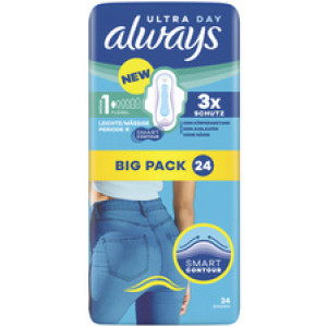 always Ultra maandverband Normal, maat 1 met vleugels, 24 stuks