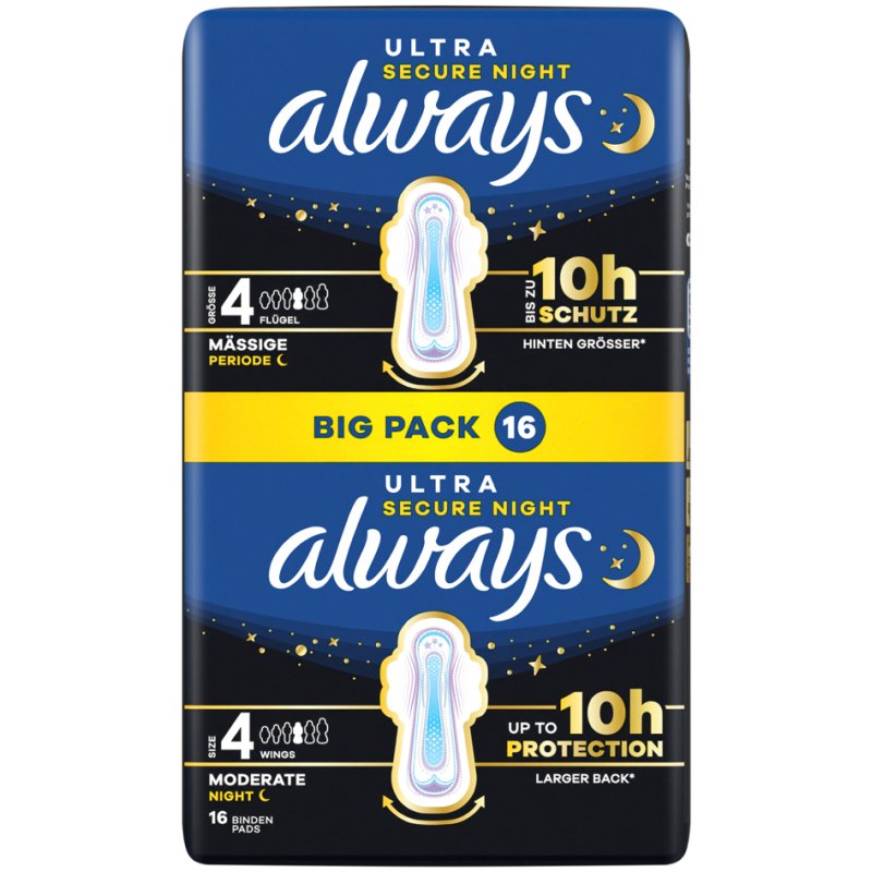 always Ultra maandverband, maat 4, met vleugels, 16 stuks