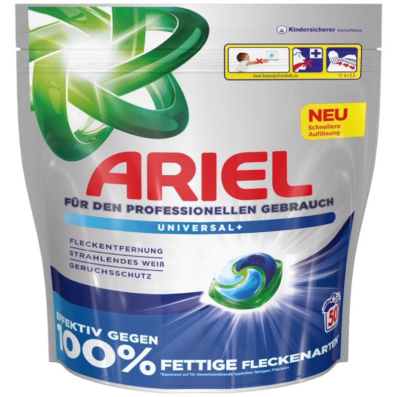 ARIEL Professional All-in-1 wascapsules Universal+, 100 wasbeurten, vetvlekken