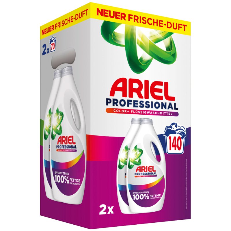 ARIEL Professional vloeibaar wasmiddel Color+, 6,3 liter, professioneel gebruik, 2 flessen
