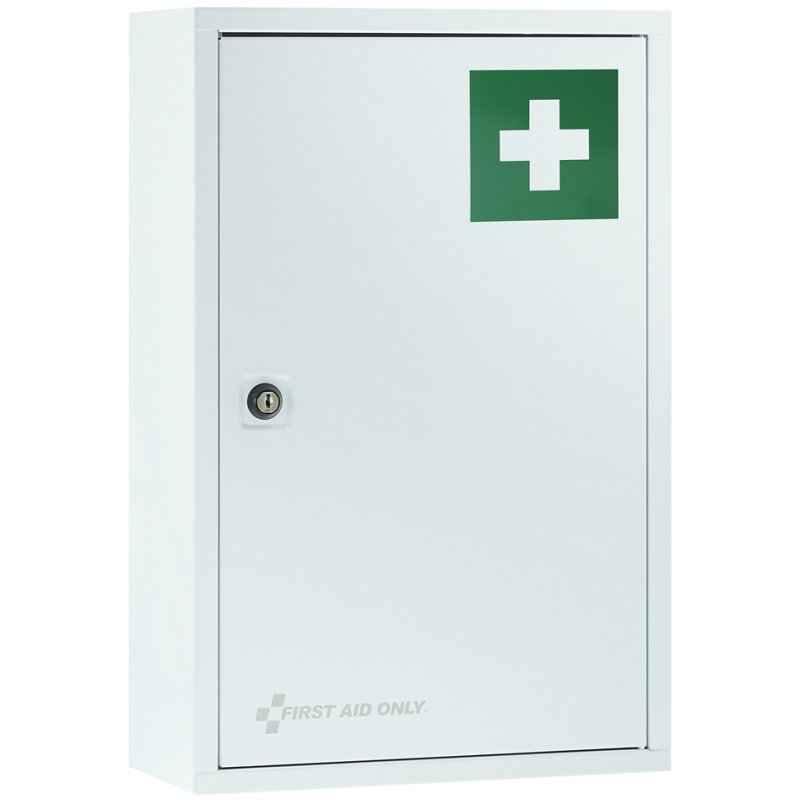FIRST AID ONLY EHBO-kast, metaal wit, afsluitbaar, 300 x 140 x 460 mm