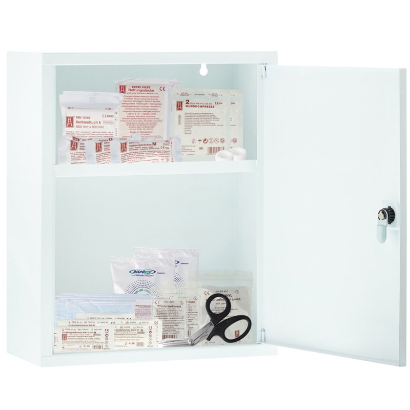 FIRST AID ONLY EHBO-kast DIN 13157, wit gelakt metaal, afsluitbaar