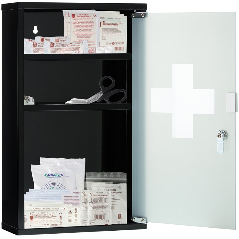 FIRST AID ONLY EHBO-kast DIN 13157, wit metaal, afsluitbaar, 300x120x600 mm