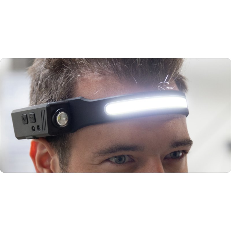 ANSMANN hoofdlamp H, zwart, met sensor, COB & Spot LED