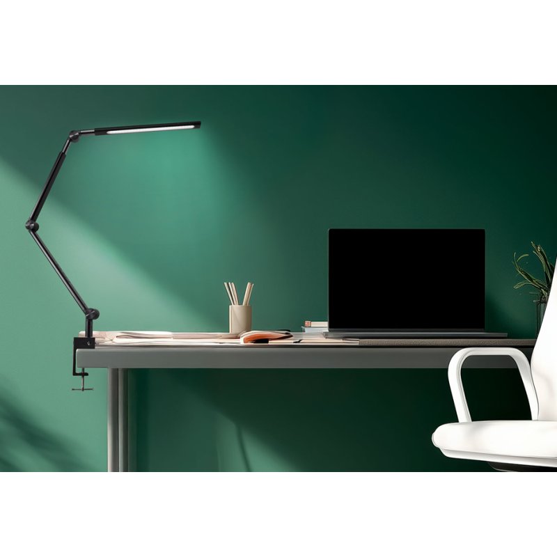 Hansa LED-bureaulamp Ray Flex, met klem, zwart, 20 W