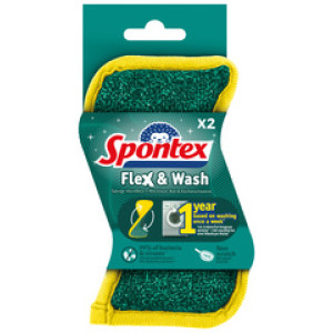 Spontex Flex & Wash reinigingsspons, 2-pack, S-vorm