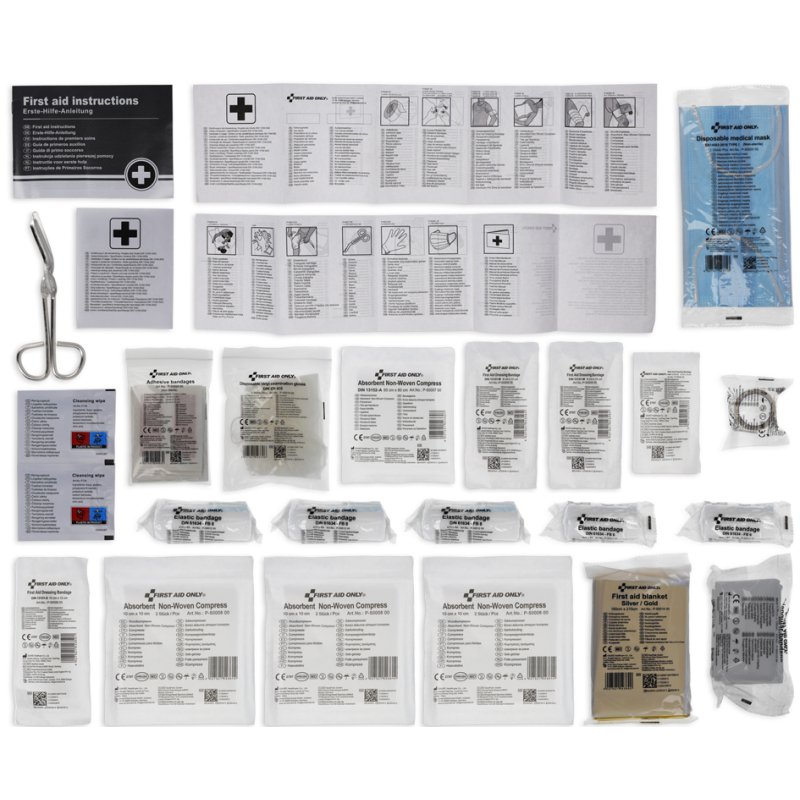 FIRST AID ONLY verbandtas KFZ DIN 13164, zwart, polyester met rits, 260x90x150 mm
