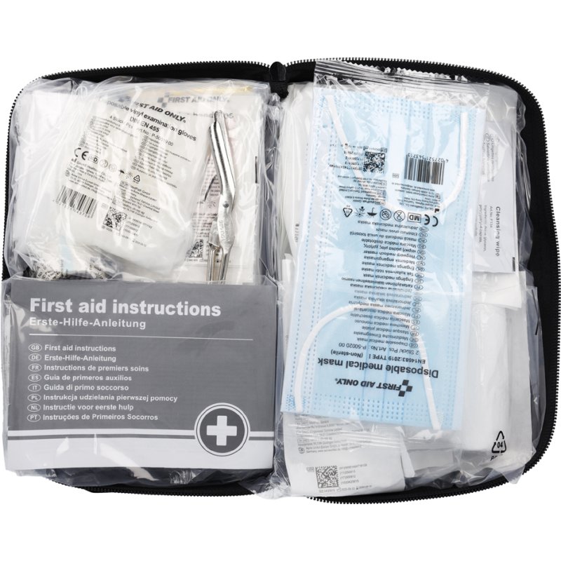 FIRST AID ONLY verbandtas KFZ DIN 13164, zwart, polyester met rits, 260x90x150 mm