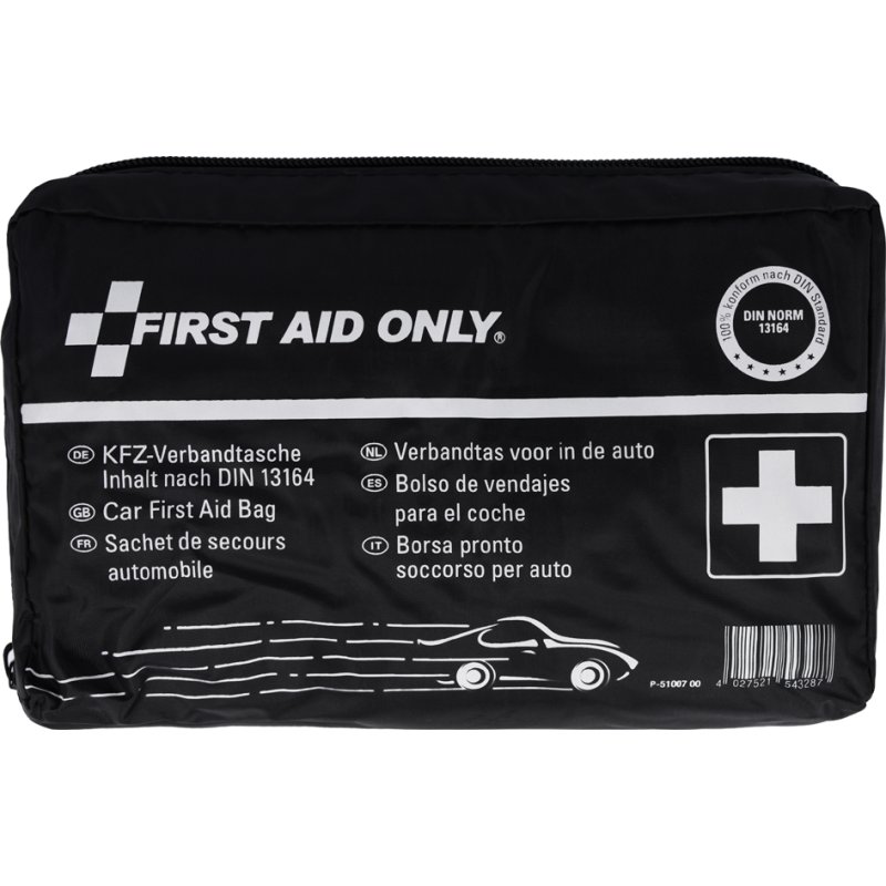 FIRST AID ONLY verbandtas KFZ DIN 13164, zwart, polyester met rits, 260x90x150 mm