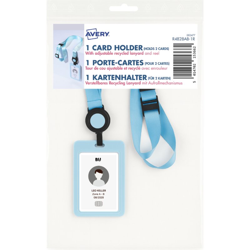 AVERY Zweckform badgehouder met lanyard, pastellblauw, 85 x 54 mm