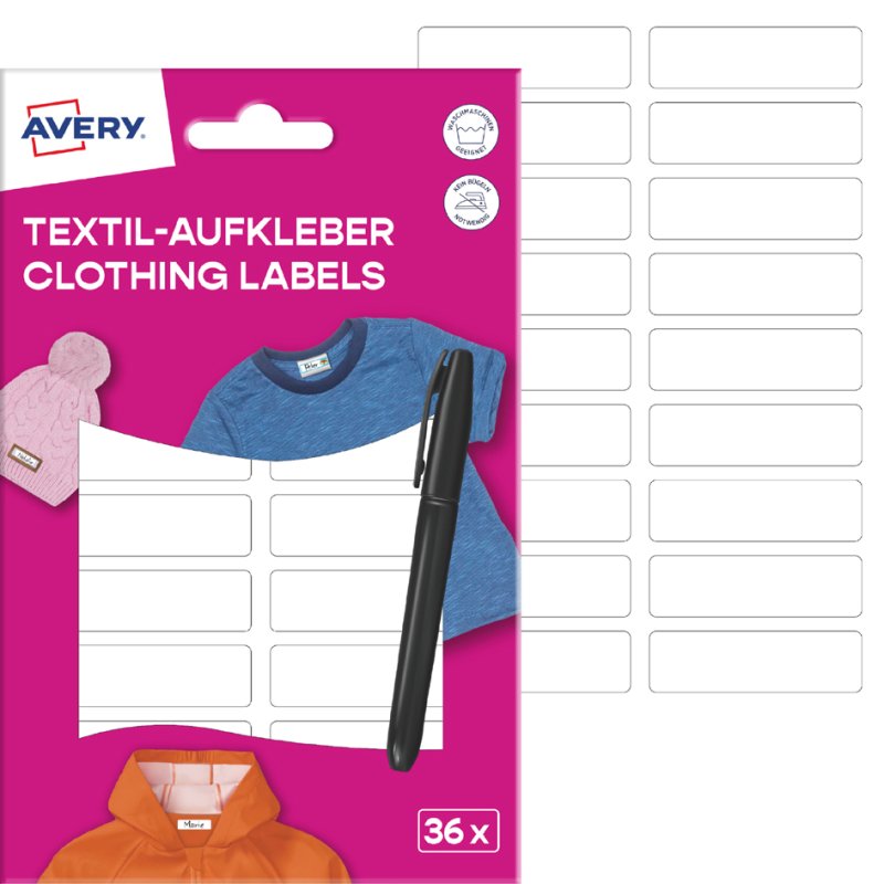 AVERY Textiel-etiketten, 13 x 45 mm, wit