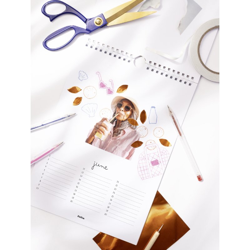 folia DIY fotokalender, A4 formaat, wit papier 190 g/m², spiraalgebonden