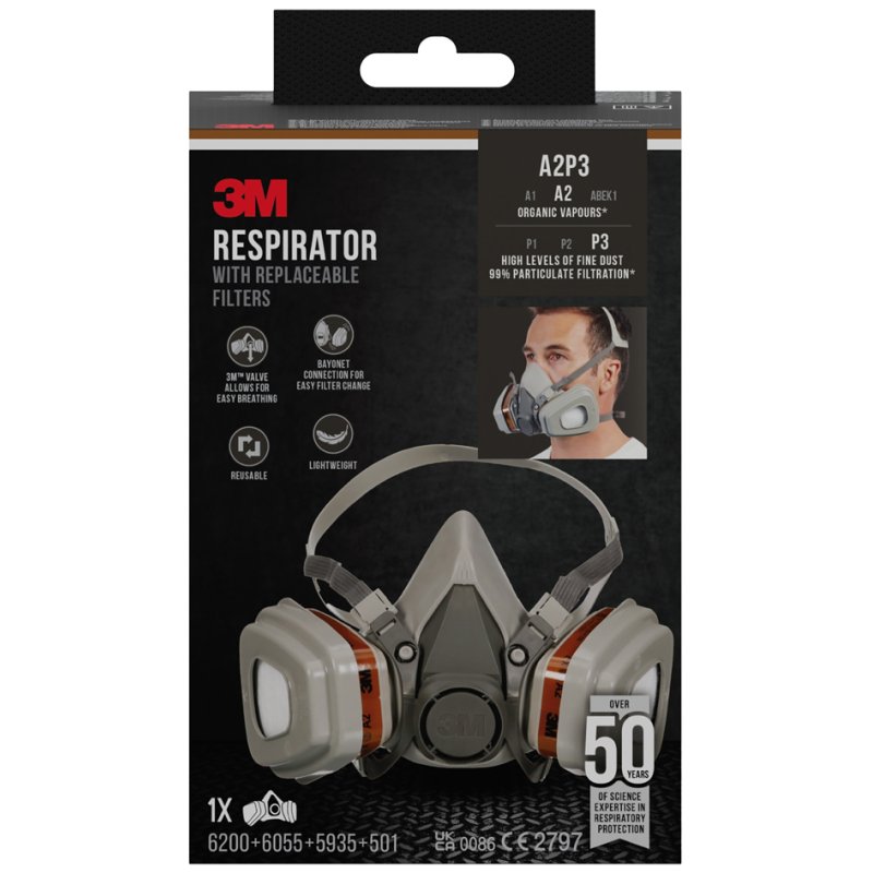 3M ademhalingsbeschermingsset 6003KIT-1, A2P3 bescherming, herbruikbaar masker