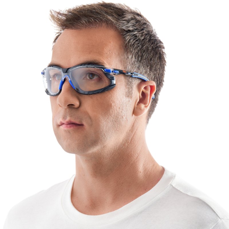 3M Solus veiligheidsbril, polycarbonaatglas, zwart/blauw