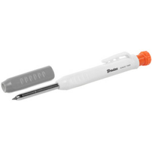 Bradas boorgatenmarker, wit/grijs, extra lange metalen punt, inclusief 6 vullingen