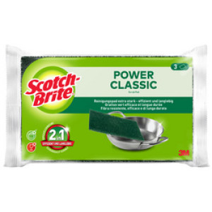 Scotch Brite schuursponsjes Classic, groen, duurzaam en krachtig, 3 stuks