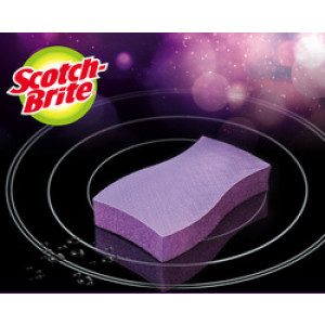 Scotch Brite glaskeramiek reinigingsspons, lila, 3 stuks
