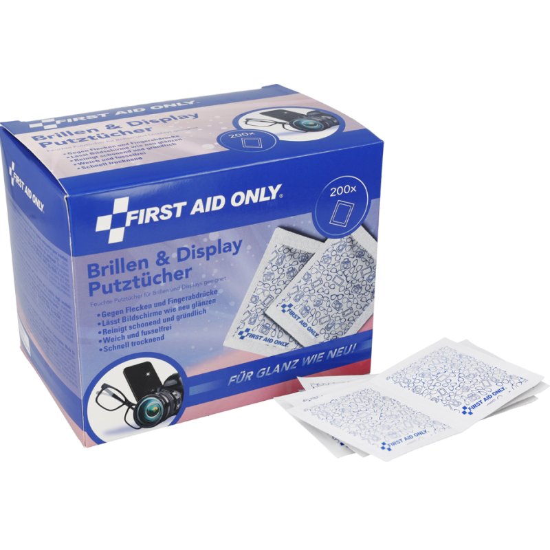 FIRST AID ONLY Brill reinigingsdoekjes, alcohol, 150 x 120 mm, 200 stuks