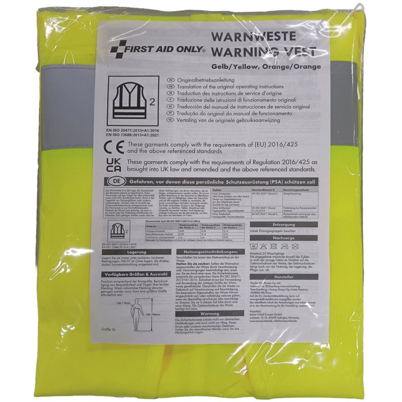 FIRST AID ONLY waarschuwingsvest, oranje, reflecterend, één maat