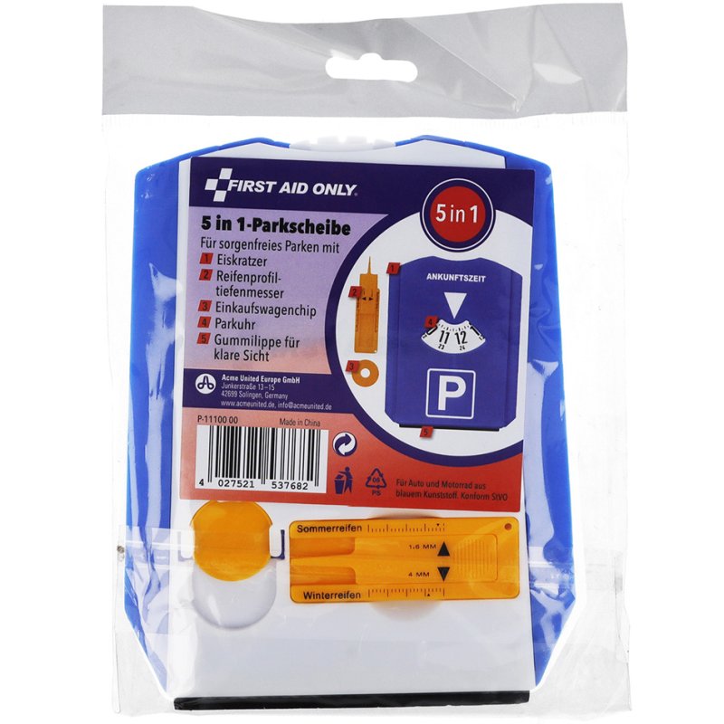 FIRST AID ONLY 5-in-1 multifunctionele parkeerscijf, kunststof, blauw