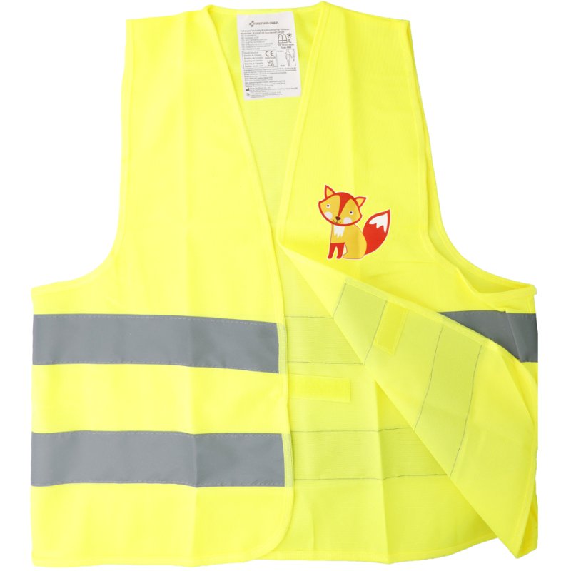 FIRST AID ONLY kinder veiligheidsvest Zebra, geel, maat 122-140 cm, reflecterend
