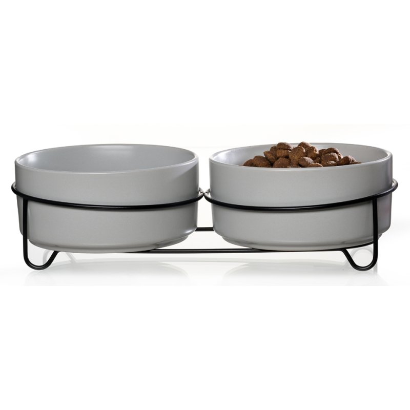 Ritzenhoff & Breker dubbel dierenvoerbakset TARO, 880 ml, grijs