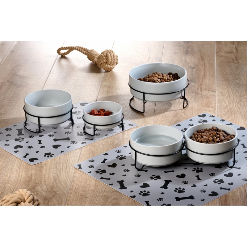 Ritzenhoff & Breker dubbel dierenvoerbakset TARO, 880 ml, grijs