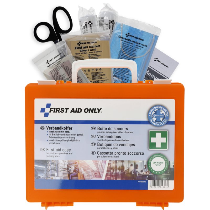 FIRST AID ONLY EHBO-koffer 1315, kunststof oranje, DIN 13157, 267 x 92 x 208 mm