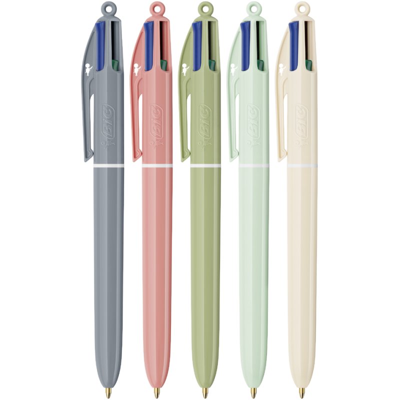 BIC 4 Colours Minera balpennen, 4 kleuren, aardse tinten, 12 stuks