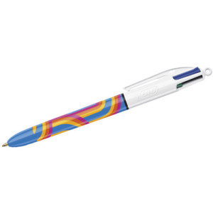 BIC balpen 4 Colours Lines, 4 kleuren, lijnendesign, 0,32 mm
