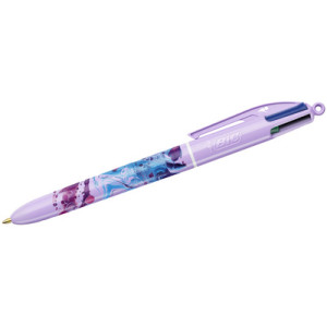 BIC 4 Colours Hydro balpen, 4 kleuren, lila schaft, 0,32 mm
