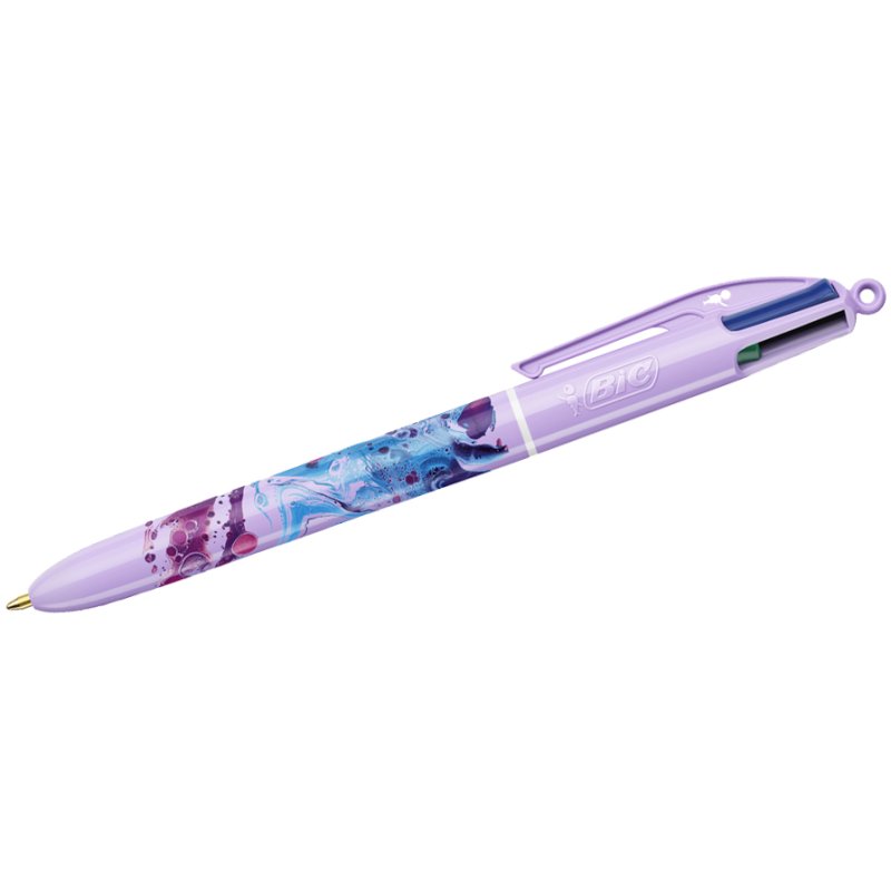 BIC 4 Colours Hydro balpen, 4 kleuren, lila schaft, 0,32 mm