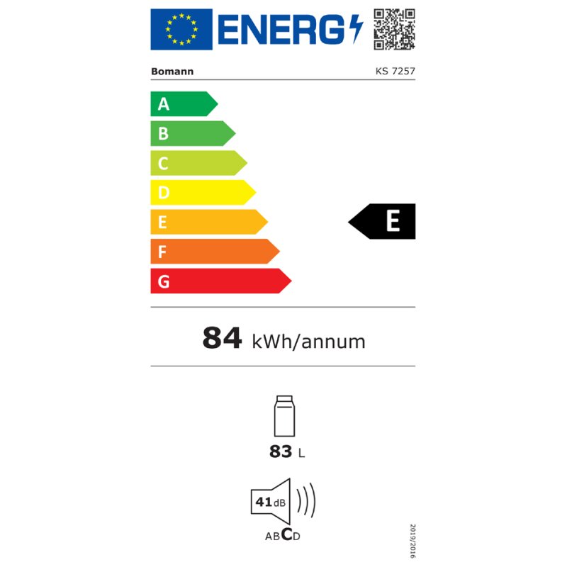 BOMANN koelkast KS 7257, grafiet, 83 liter, energieklasse E
