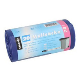 STARPAK vuilniszakken HDPE 70 liter, geel, 20 stuks op rol