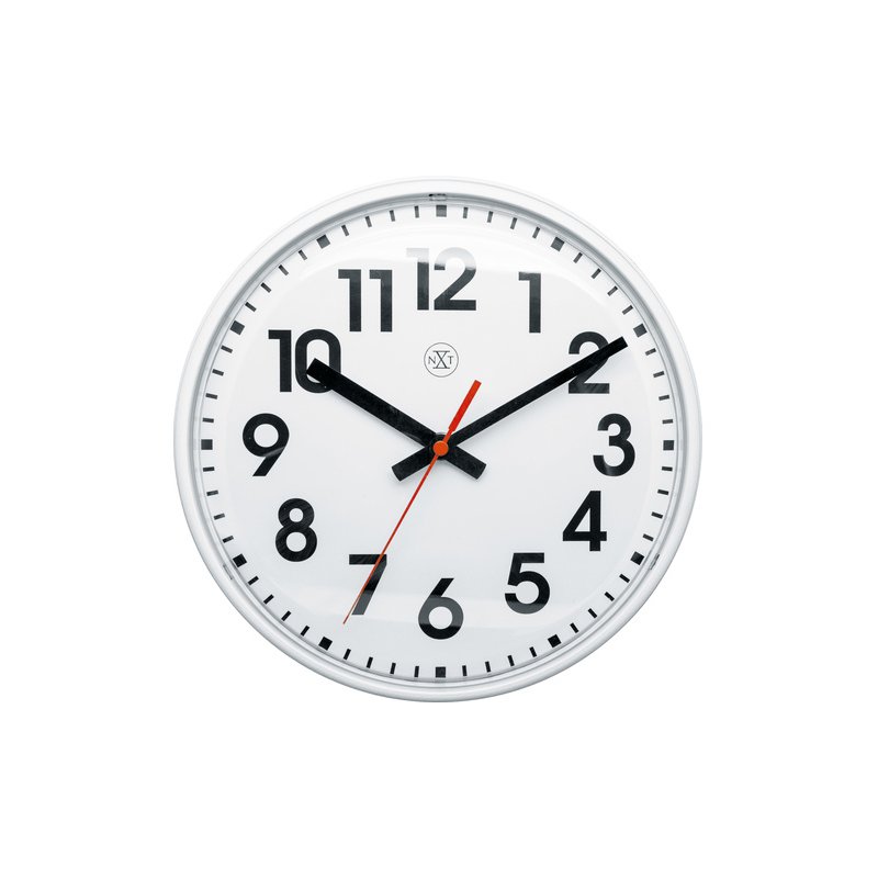 NEXTIME wandklok NXT, 26 cm diameter, wit wijzerplat, zwart